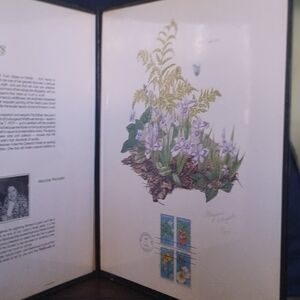 Botanical Art Print with Lavender and Green Ferns